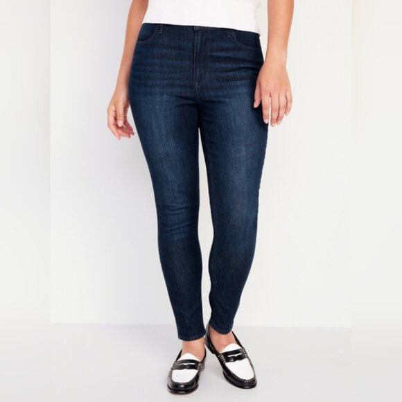 NWT Old Navy Retro 80 Super Skinny High Rise Waist Rockstar Dark Wash Jeans 14P - Picture 1 of 9